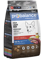 Сухой корм для собак Probalance Adult Light, контроль веса, с говядиной, 2кг